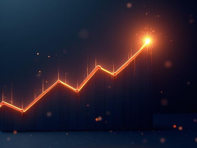 Abstract graphic of a small spark igniting into a massive upward trend line, representing crypto trends and breakout opportunities.