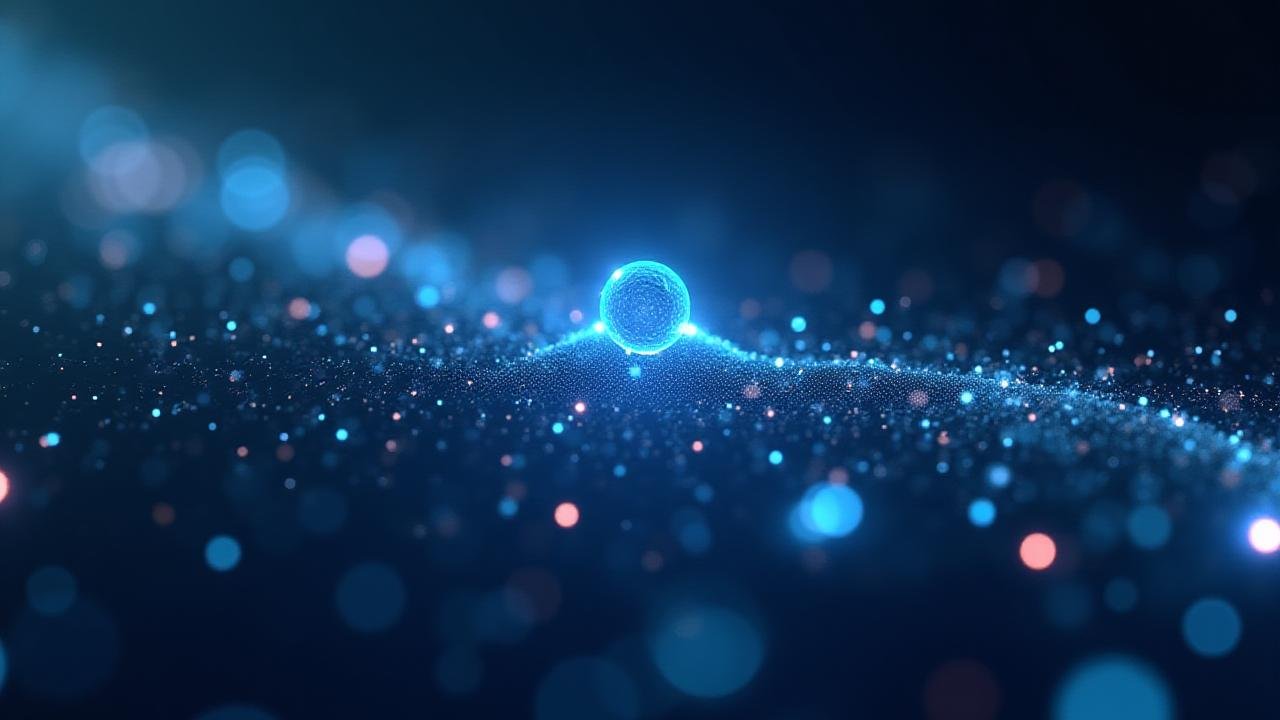 Abstract graphic representing data flowing from centralized servers to a decentralized network of nodes.