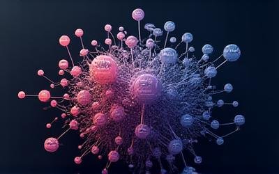 Network graph showing cryptocurrency assets clustered by sector